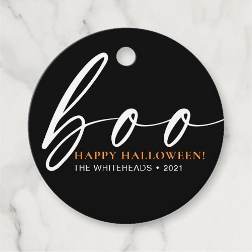 Boo Cute Happy Halloween Black Favor Tags