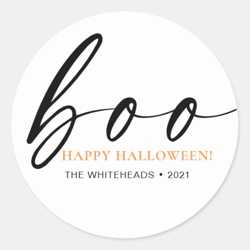 Boo Cute Happy Halloween White Classic Round Sticker