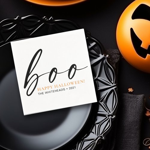 Boo Cute Happy Halloween White Napkins