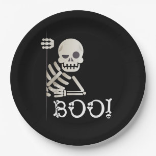 Boo! Cute Hiding Peekaboo Scary Kids Halloween Ske Paper Plates