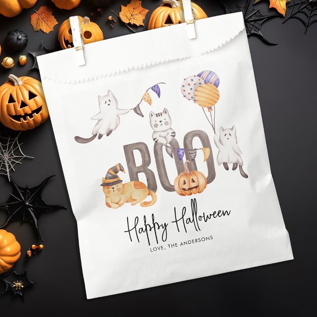 Boo Cute Kid's Happy Halloween Cats Ghosts Pumpkin Favor Bag (Creator Uploaded)