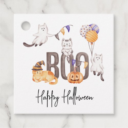 Boo Cute Kids Happy Halloween Cats Ghosts Pumpkin Favor Tags