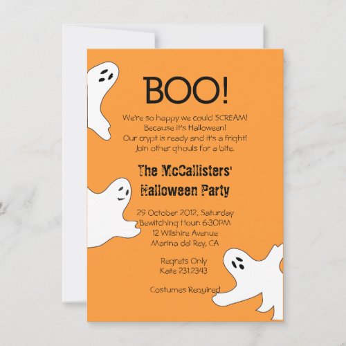 BOO Cute Not Scary Halloween Party Invites