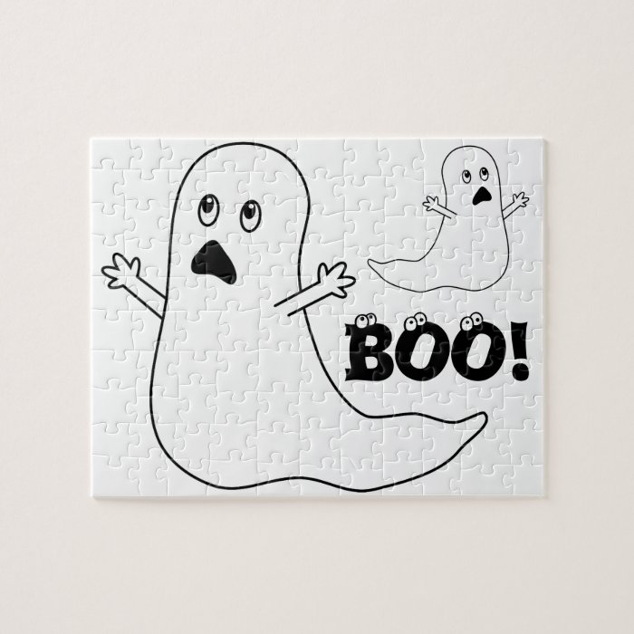 Boo Cute Scared Ghost Cartoon Jigsaw Puzzle