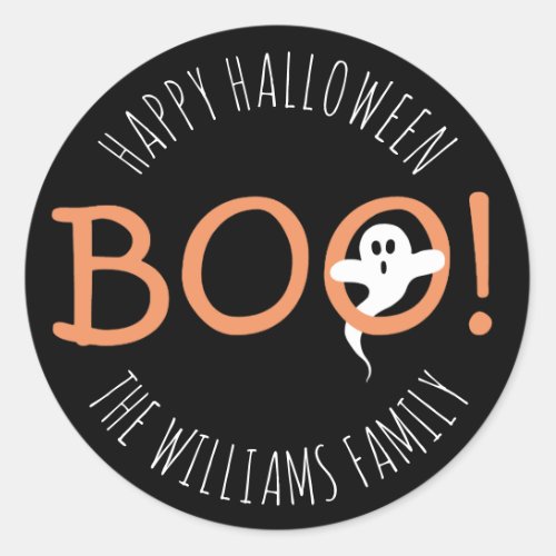 BOO Cute Scary Ghost Happy Halloween Party Favor Classic Round Sticker