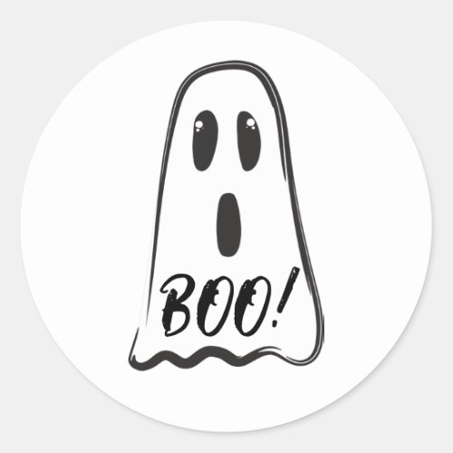 BOO Cute Spooky Ghost Halloween Costume Party Classic Round Sticker