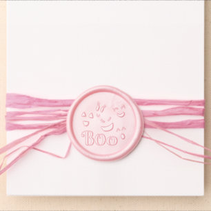 Boo Cute Whimsical Halloween Ghost Face Wax Seal Sticker
