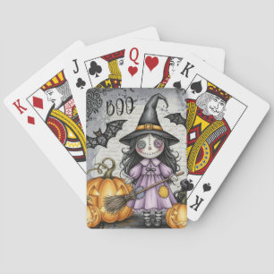 Boo & Cute Witch and lanterns Poker Cards
