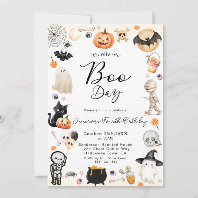 Boo Day ANY AGE Halloween Birthday Invitation (Front)