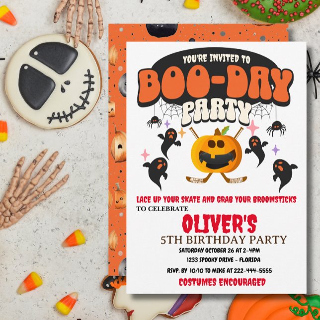 BOO-DAY PARTY HALLOWEEN PUMPKIN HOCKEY  INVITATION (Creator Uploaded)
