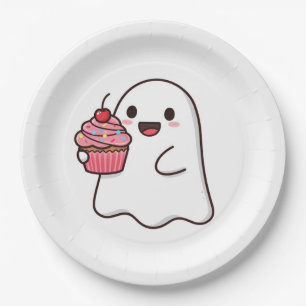 Boo day pink cupcake paper plates