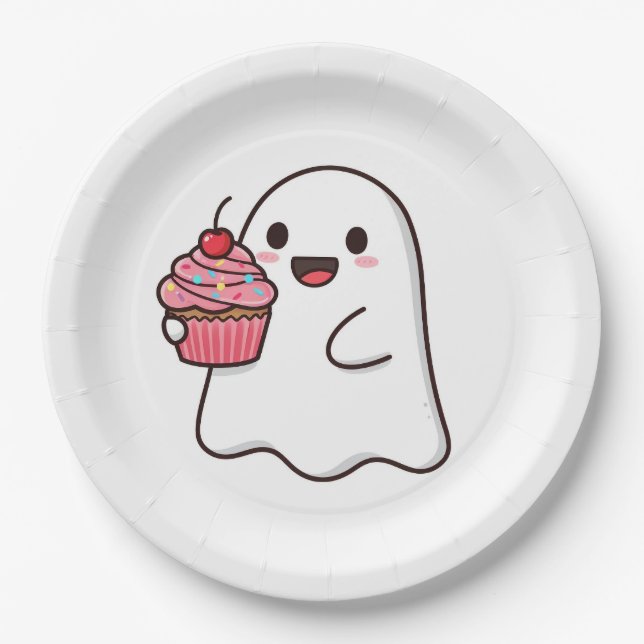Boo day pink cupcake paper plates (Front)