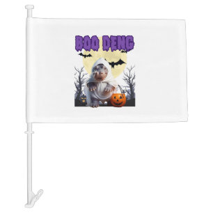 Boo Deng Moo Deng Cute Baby Pygmy Hippo Halloween Car Flag