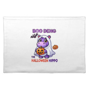 Boo Deng The Halloween Hippo Cute Bouncy Pig Costu Cloth Placemat