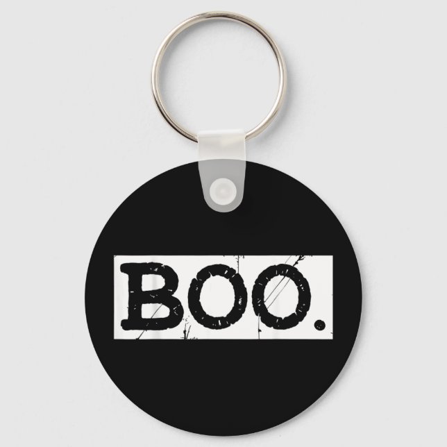 Boo distressed retro ghost halloween aesthetic  keychain (Front)