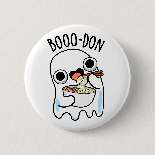 Boo-don Funny Ghost Udon Pun  Button (Front)