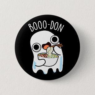 Boo-don Funny Ghost Udon Pun Dark BG Button