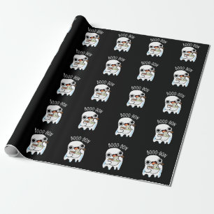 Boo-don Funny Ghost Udon Pun Dark BG Wrapping Paper
