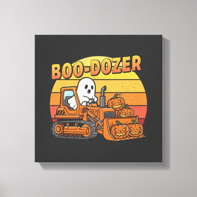 Boo Dozer Ghost Funny Halloween Canvas Print (Front)