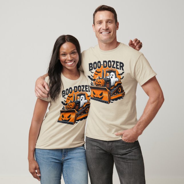 Boo-Dozer Halloween Construction Ghost Pumpkin T-Shirt (Unisex)