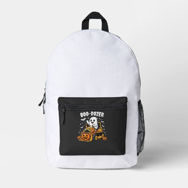 Boo Dozer Halloween Ghost Bulldozer_1 Printed Backpack (Front)