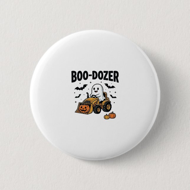 Boo-Dozer Halloween Ghost Bulldozer Design_1 Button (Front)