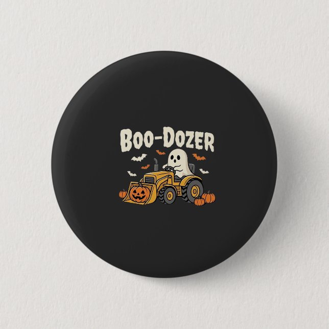 Boo-Dozer Halloween Ghost Bulldozer Design_1 Button (Front)
