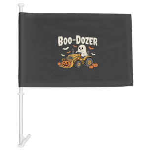 Boo-Dozer Halloween Ghost Bulldozer Design_1 Car Flag