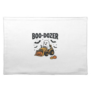 Boo-Dozer Halloween Ghost Bulldozer Design_1 Cloth Placemat