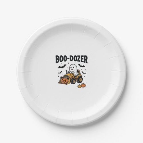 Boo-Dozer Halloween Ghost Bulldozer Design_1 Paper Plates
