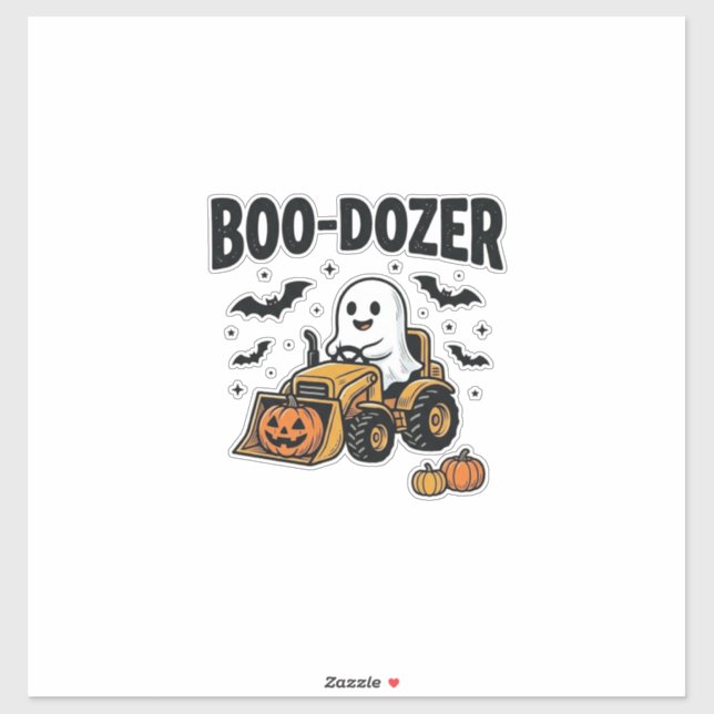 Boo-Dozer Halloween Ghost Bulldozer Design_1 Sticker (Sheet)