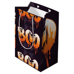 🎃BOO Dripping Halloween Letters with Ghosts  Medium Gift Bag