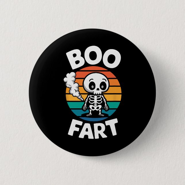 Boo Fart Funny Farting Skeleton For Halloween  Button (Front)