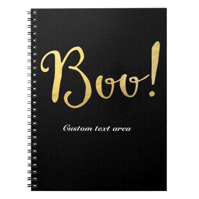 Boo! Faux Gold Foil Look Halloween Notebook (Front)