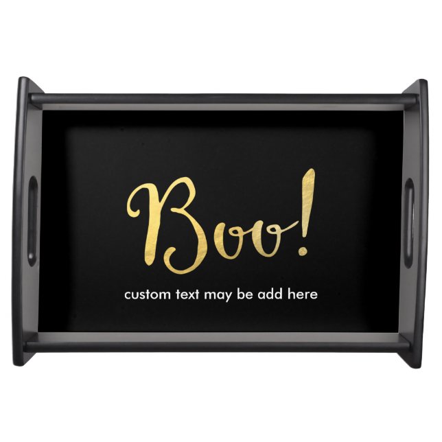 Boo! Faux Gold Foil Look Halloween Serving Tray (Front)
