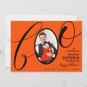 Boo First Halloween Cutest Pumpkin Baby Photo 2 Holiday Card