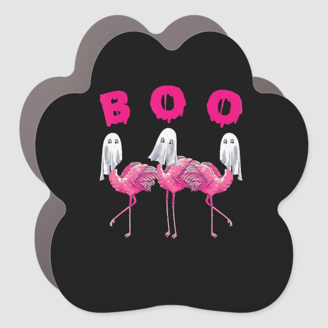 Boo Flamingo Halloween Flamingo Ghost Car Magnet (Front)