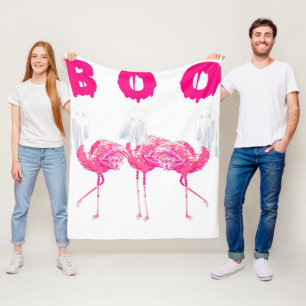 Boo Flamingo Halloween Flamingo Ghost Fleece Blanket
