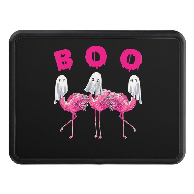 Boo Flamingo Halloween Flamingo Ghost Hitch Cover (Front)