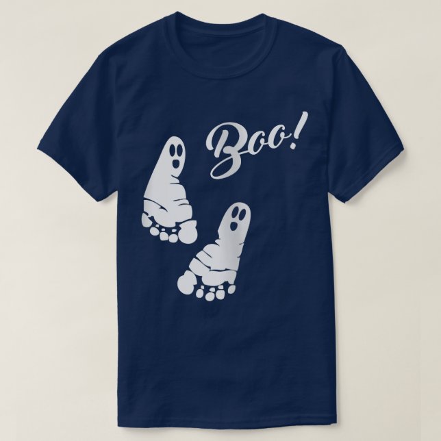 Boo Footprints Halloween Pregnancy Announcement  G T-Shirt (Design Front)