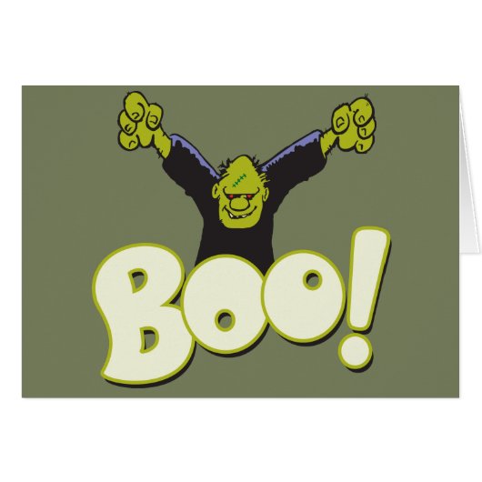 BOO Frankenstein Monster Funny Halloween Cards (Front Horizontal)