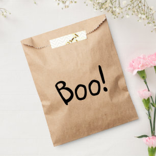 Boo funny cute handwritten typography Halloween Favor Bag