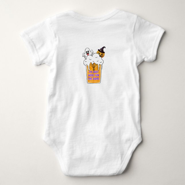 Boo funny cute happy Halloween saying Baby Bodysuit (Back)