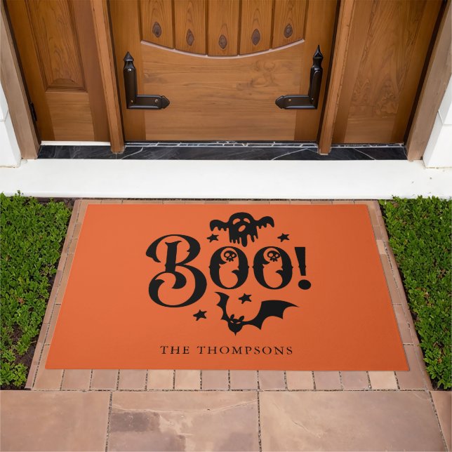 "Boo" Funny Ghost Halloween Doormat (Outdoor)
