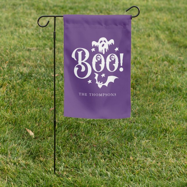 "Boo" Funny Ghost Halloween Garden Flag (In SItu)