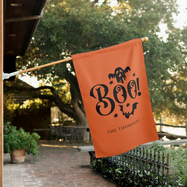 "Boo" Funny Ghost Halloween House Flag (In SItu)