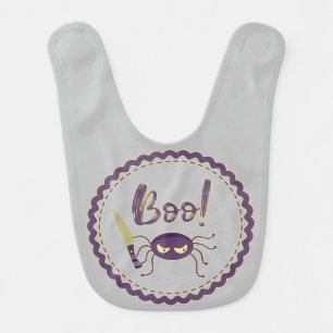 Boo funny Halloween spider character knife hand Baby Bib