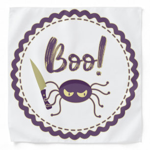 Boo funny Halloween spider character knife hand Bandana