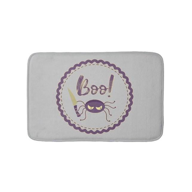 Boo funny Halloween spider character knife hand Bath Mat (Front)