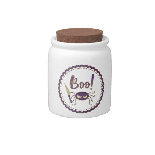 Boo funny Halloween spider character knife hand Candy Jar